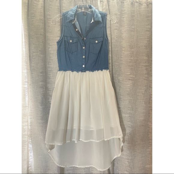 Love Chelsey Denim and White Hi-Low Dress - Picture 1 of 5